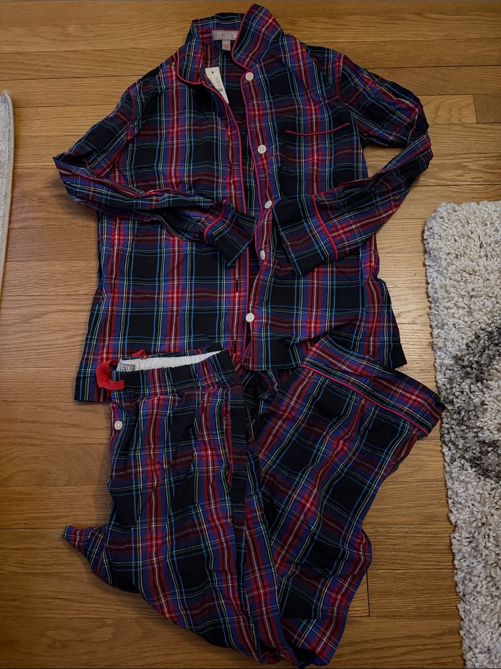 J. Crew Red, Navy & Green Plaid Pajama Set